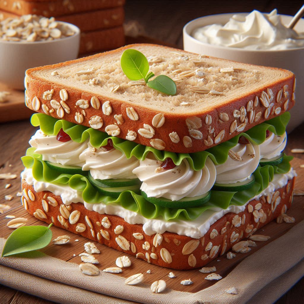 Cream Cheese Filling on Oatmeal Bread